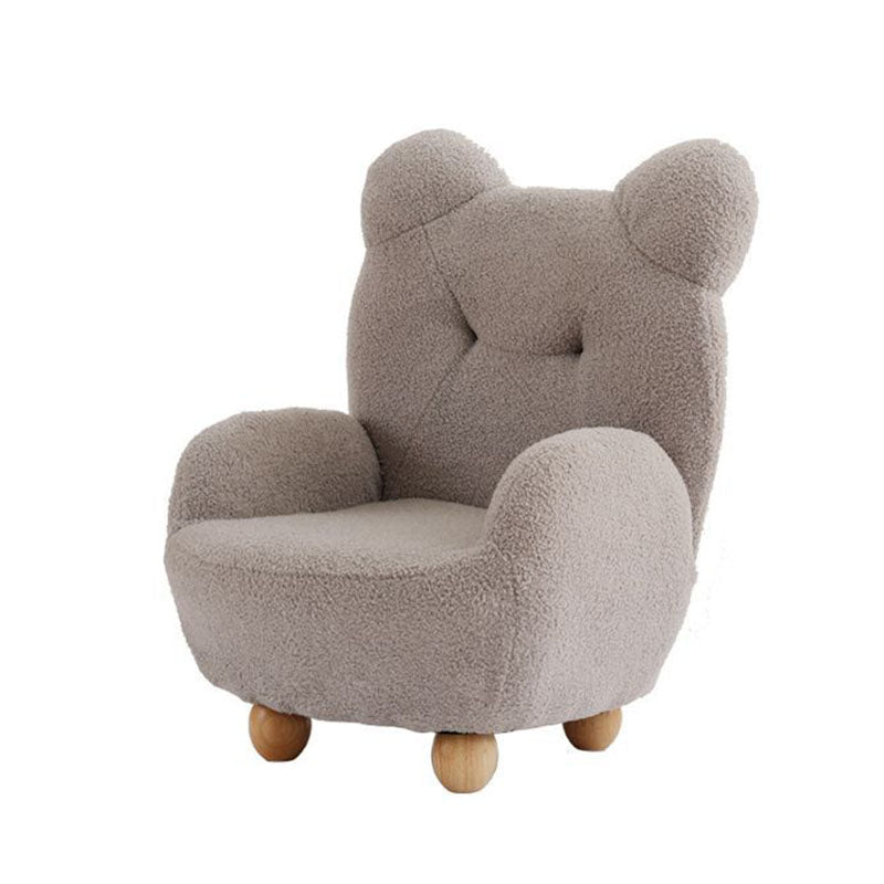 Modern Art Deco Sherpa Fabric Mixed Hardwood Bear-Shaped Accent Chair With Armrests &amp; Backrest For Living Room