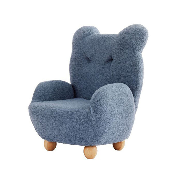 Modern Art Deco Sherpa Fabric Mixed Hardwood Bear-Shaped Accent Chair With Armrests &amp; Backrest For Living Room