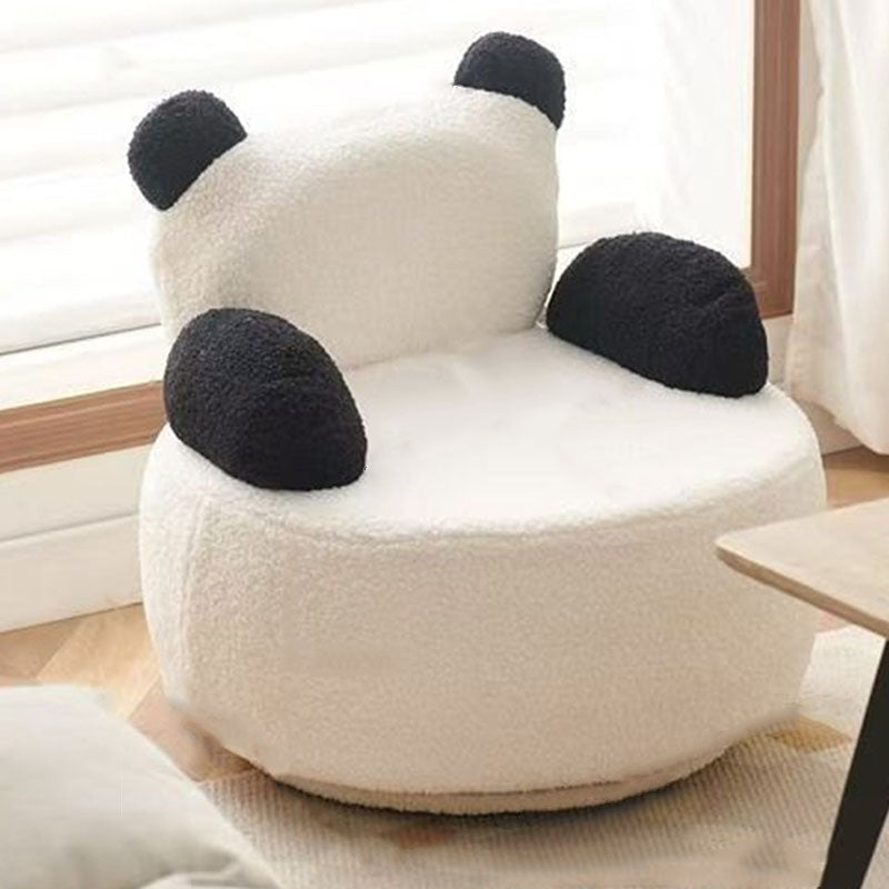Sillón auxiliar redondo Bear de madera maciza y tela sherpa estilo Art Déco moderno con reposabrazos para sala de estar 