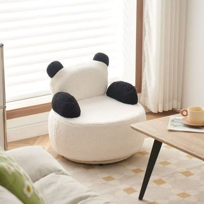 Modern Art Deco Lambswool Solid Wood Bear Round Accent Chair With Armrests For Living Room