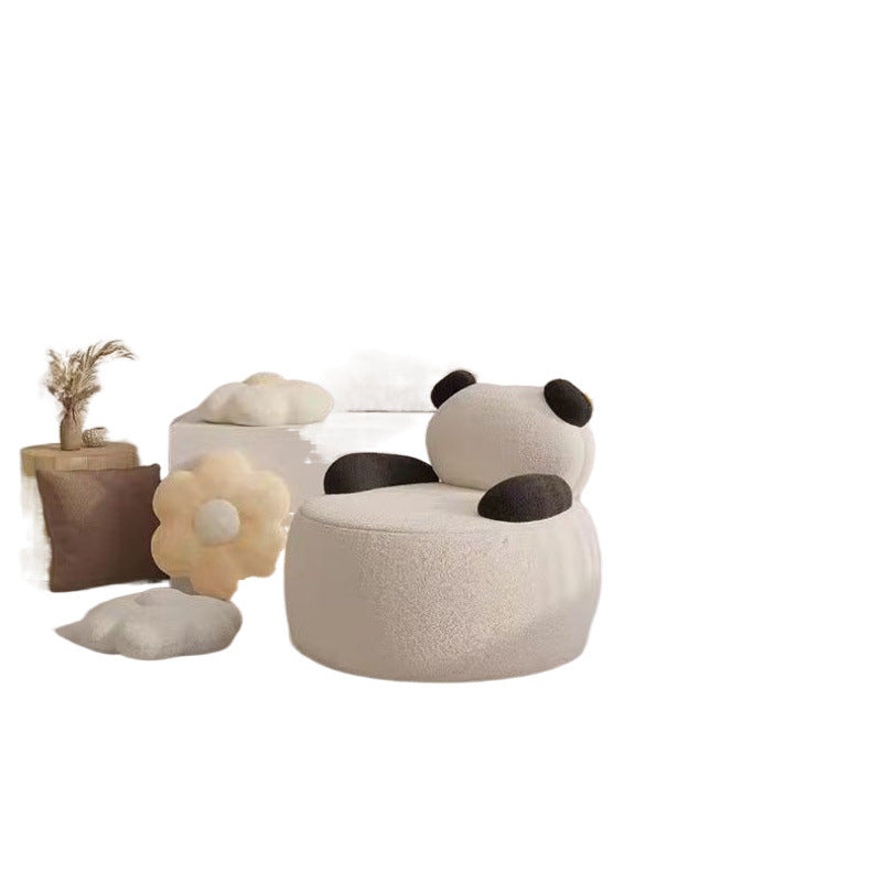 Modern Art Deco Lambswool Solid Wood Bear Round Accent Chair With Armrests For Living Room