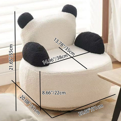 Modern Art Deco Lambswool Solid Wood Bear Round Accent Chair With Armrests For Living Room