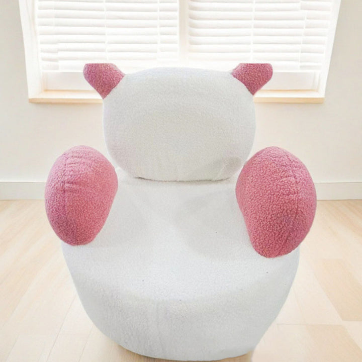 Sillón auxiliar redondo Bear de madera maciza y tela sherpa estilo Art Déco moderno con reposabrazos para sala de estar 