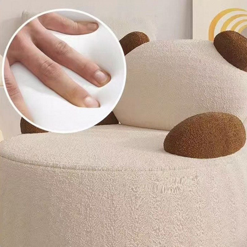 Sillón auxiliar redondo Bear de madera maciza y tela sherpa estilo Art Déco moderno con reposabrazos para sala de estar 