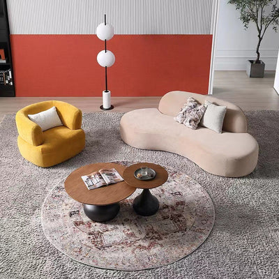 Traditional French Velvet Solid Wood Semi-Enclosed Curved Accent Chair With Armrests Backrest For Living Room