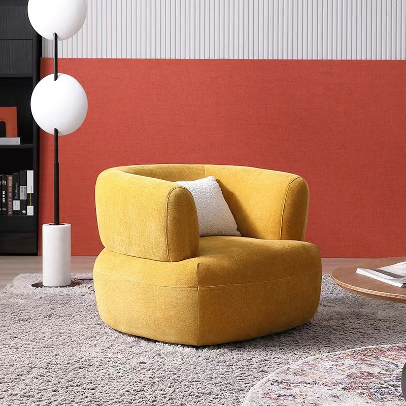 Traditional French Velvet Solid Wood Semi-Enclosed Curved Accent Chair With Armrests Backrest For Living Room