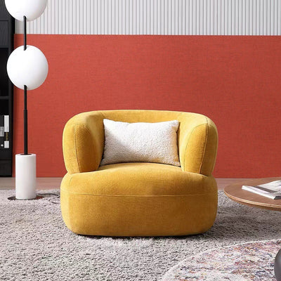 Traditional French Velvet Solid Wood Semi-Enclosed Curved Accent Chair With Armrests Backrest For Living Room