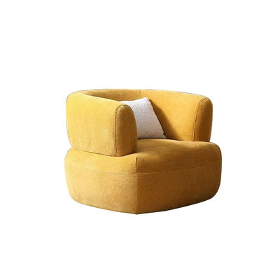 Traditional French Velvet Solid Wood Semi-Enclosed Curved Accent Chair With Armrests Backrest For Living Room