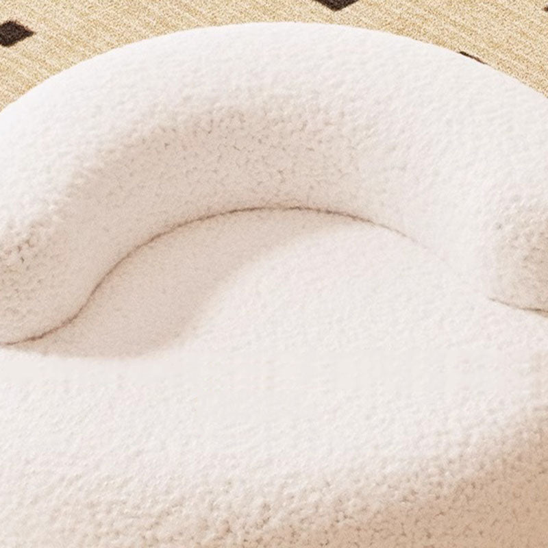 Modern Minimalist Lambswool Solid Wood Curved Round Low Stool With Backrest For Living Room