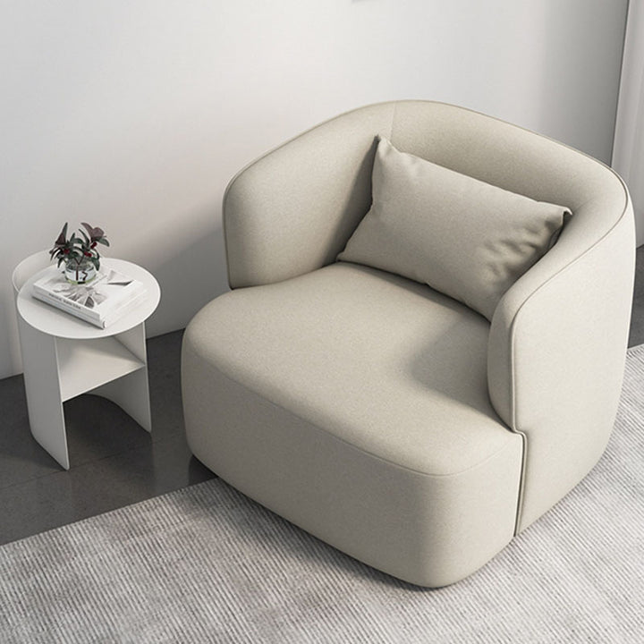 Contemporary Scandinavian Sherpa Fabric Velvet Solid Wood Rounded Square Accent Chair With Backrest For Living Room