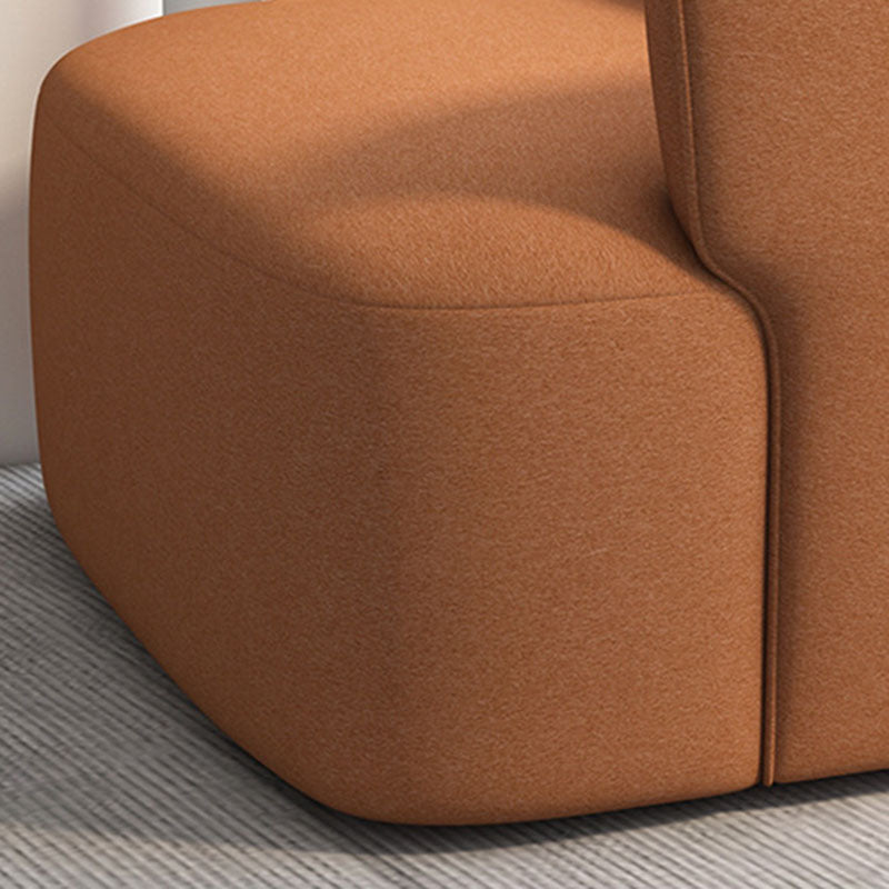 Contemporary Scandinavian Lambswool Velvet Solid Wood Rounded Square Accent Chair With Backrest For Living Room