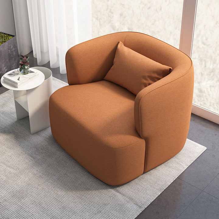 Contemporary Scandinavian Sherpa Fabric Velvet Solid Wood Rounded Square Accent Chair With Backrest For Living Room