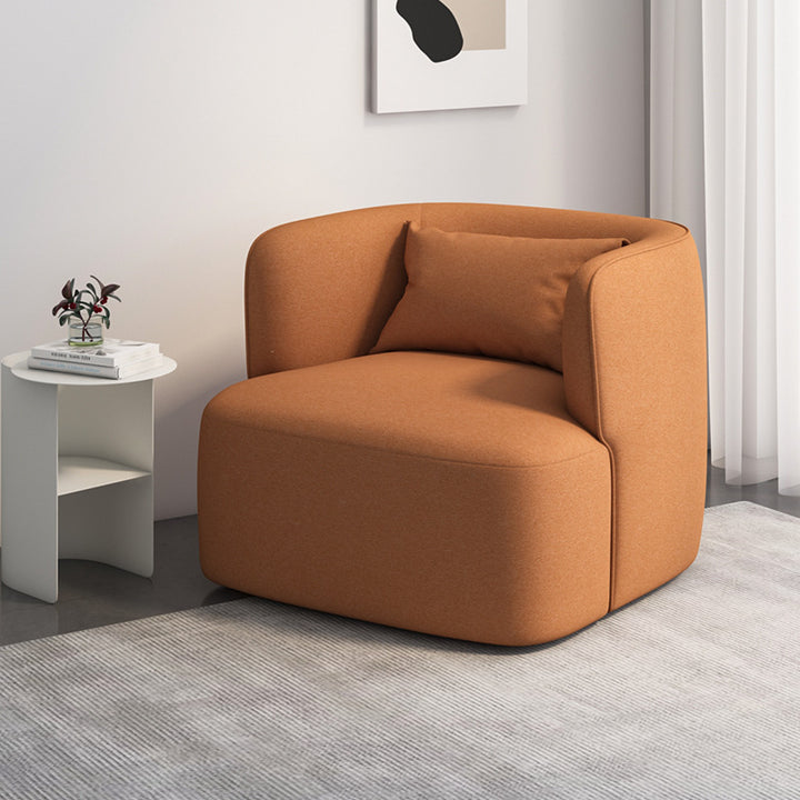 Contemporary Scandinavian Sherpa Fabric Velvet Solid Wood Rounded Square Accent Chair With Backrest For Living Room