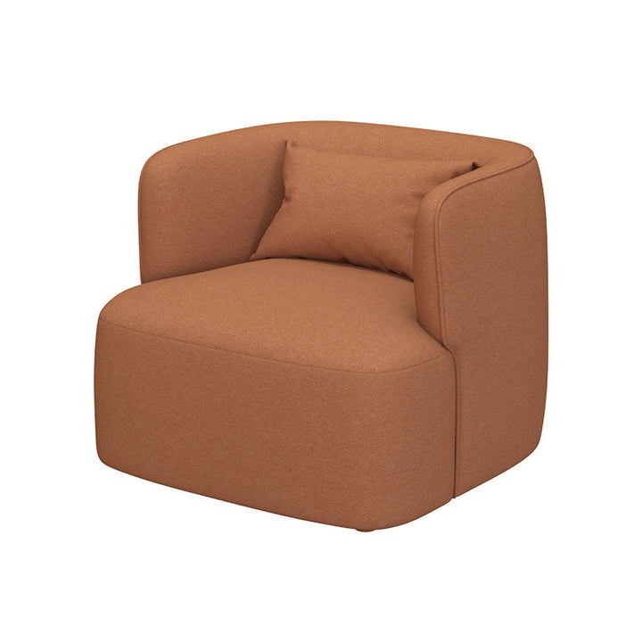 Contemporary Scandinavian Sherpa Fabric Velvet Solid Wood Rounded Square Accent Chair With Backrest For Living Room