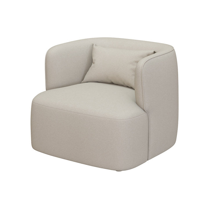Contemporary Scandinavian Sherpa Fabric Velvet Solid Wood Rounded Square Accent Chair With Backrest For Living Room