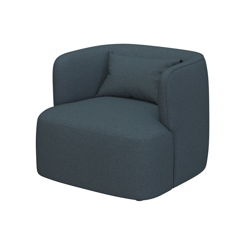 Contemporary Scandinavian Sherpa Fabric Velvet Solid Wood Rounded Square Accent Chair With Backrest For Living Room