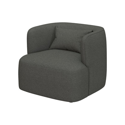 Contemporary Scandinavian Lambswool Velvet Solid Wood Rounded Square Accent Chair With Backrest For Living Room