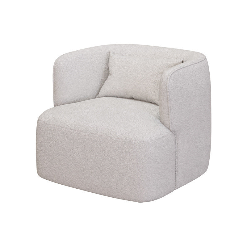 Contemporary Scandinavian Sherpa Fabric Velvet Solid Wood Rounded Square Accent Chair With Backrest For Living Room