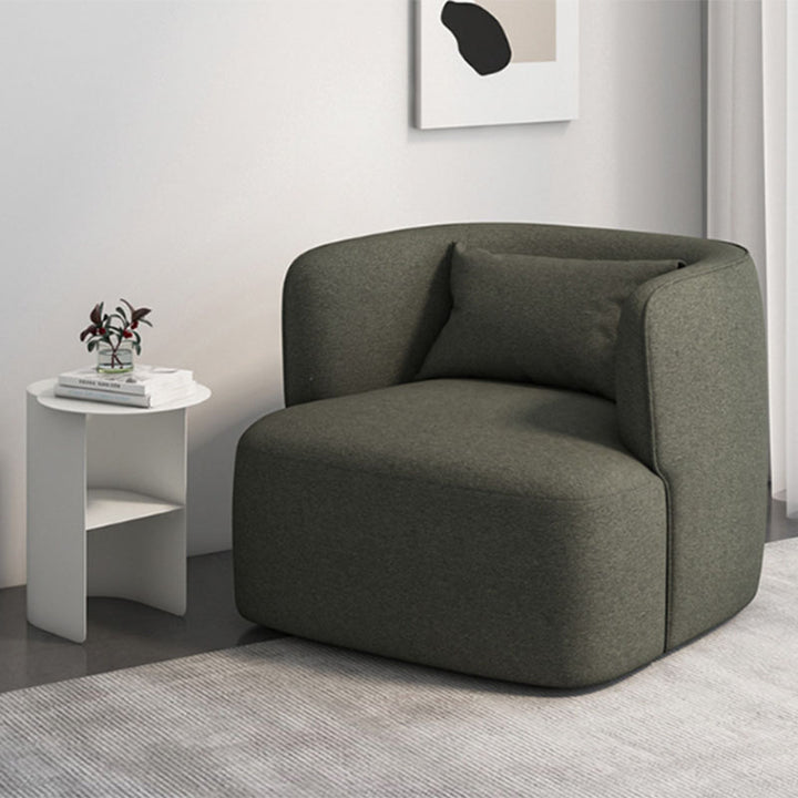 Contemporary Scandinavian Sherpa Fabric Velvet Solid Wood Rounded Square Accent Chair With Backrest For Living Room
