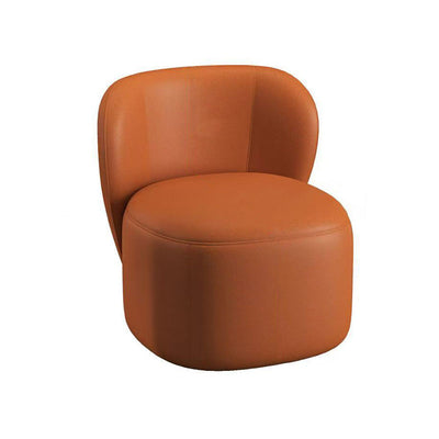 Contemporary Creative Faux Leather Pine Metal Curved Round Accent Chair With Backrest For Living Room