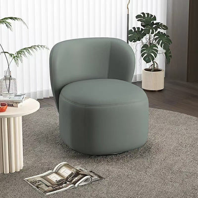 Contemporary Creative Faux Leather Pine Metal Curved Round Accent Chair With Backrest For Living Room
