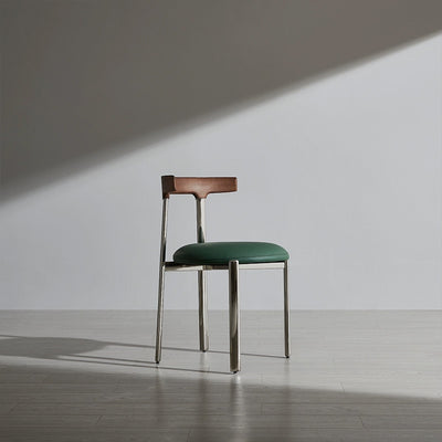 Contemporary Scandinavian Microfiber Leather Stainless Steel Solid Wood Round Curved Back Dining Chair With Backrest For Dining Room