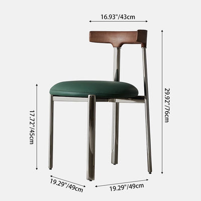 Contemporary Scandinavian Microfiber Leather Stainless Steel Solid Wood Round Curved Back Dining Chair With Backrest For Dining Room