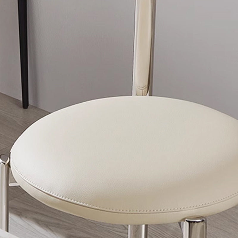 Contemporary Scandinavian Microfiber Leather Stainless Steel Solid Wood Round Curved Back Dining Chair With Backrest For Dining Room
