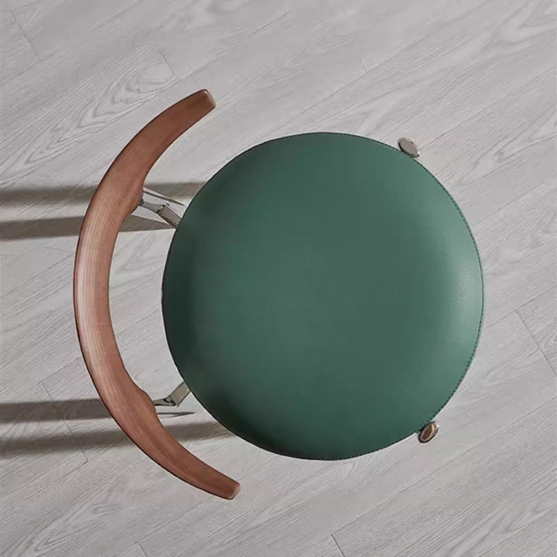 Contemporary Scandinavian Microfiber Leather Stainless Steel Ash Wood Round Curved Back Dining Chair With Backrest For Dining Room