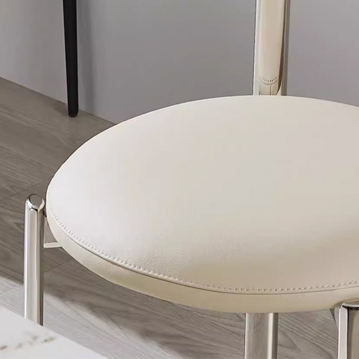 Contemporary Scandinavian Microfiber Leather Stainless Steel Ash Wood Round Curved Back Dining Chair With Backrest For Dining Room