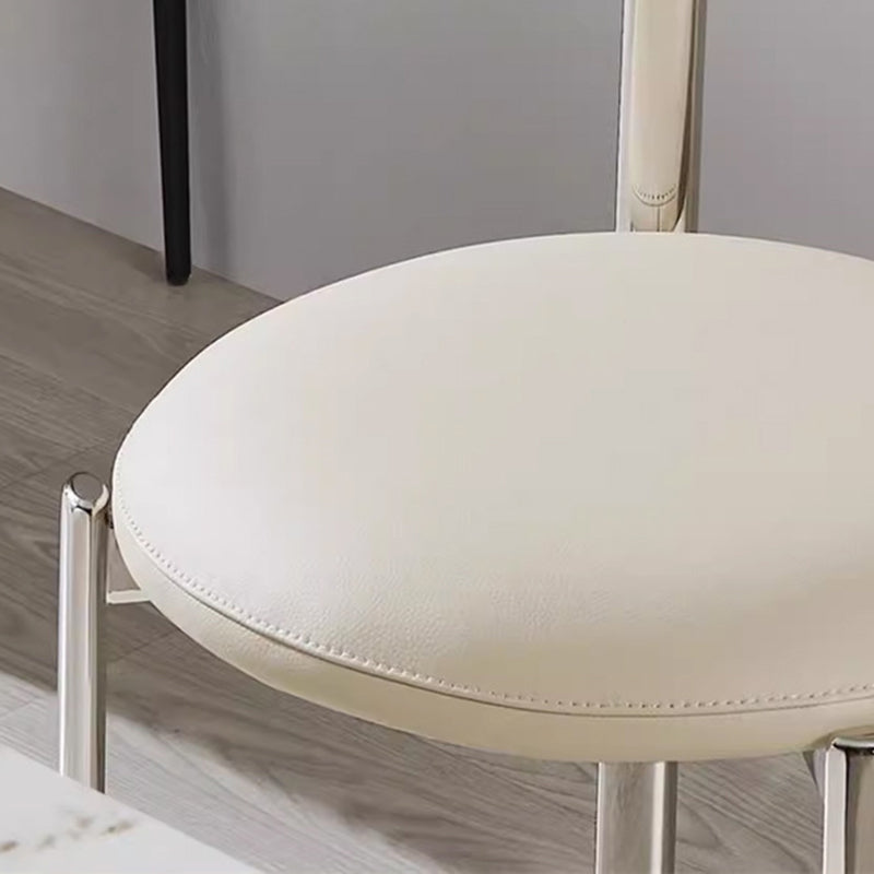 Contemporary Scandinavian Microfiber Leather Stainless Steel Solid Wood Round Curved Back Dining Chair With Backrest For Dining Room
