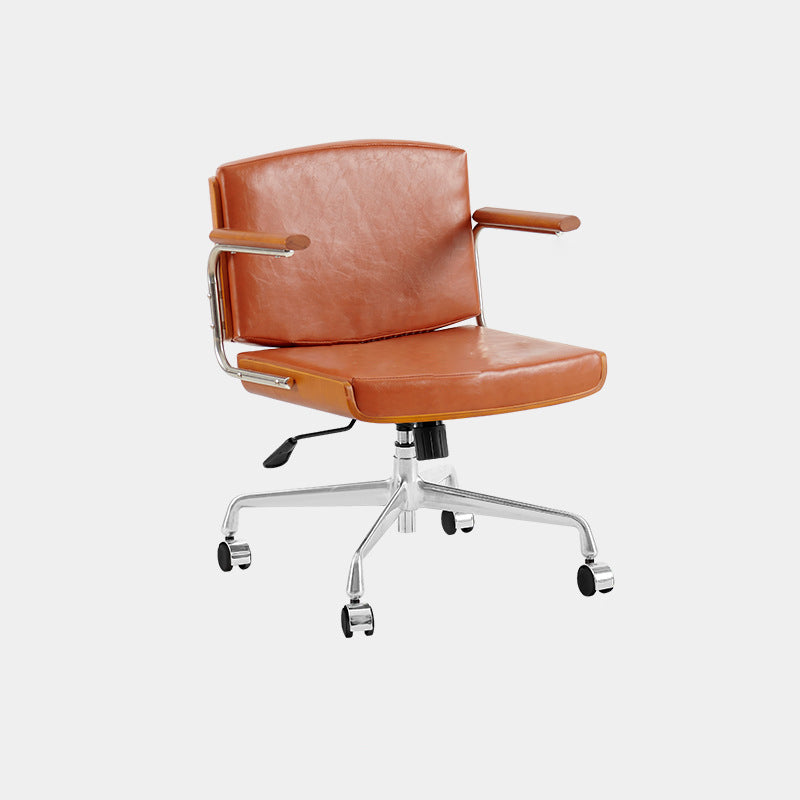 Chaise de bureau rectangulaire contemporaine pivotante en velours scandinave, cuir PU, frêne et acier inoxydable, avec accoudoirs et dossier, pour bureau à domicile 