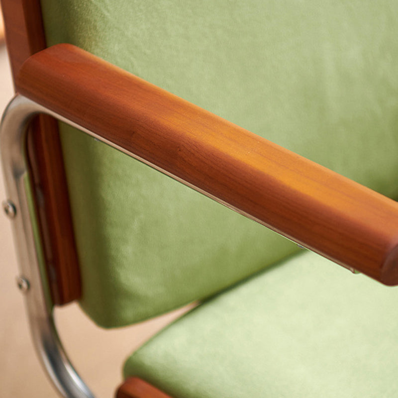 Contemporary Scandinavian Velvet PU Leather Ash Wood Stainless Steel Rectangular Swivel Desk Chair With Armrest Backrest For Home Office