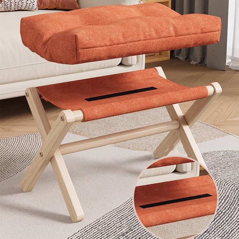 Modern Minimalist Cotton Linen Pine Foldable Rectangular Low Stool For Living Room