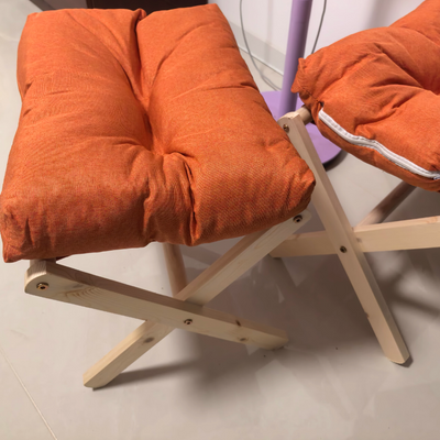 Modern Minimalist Cotton Linen Pine Foldable Rectangular Low Stool For Living Room