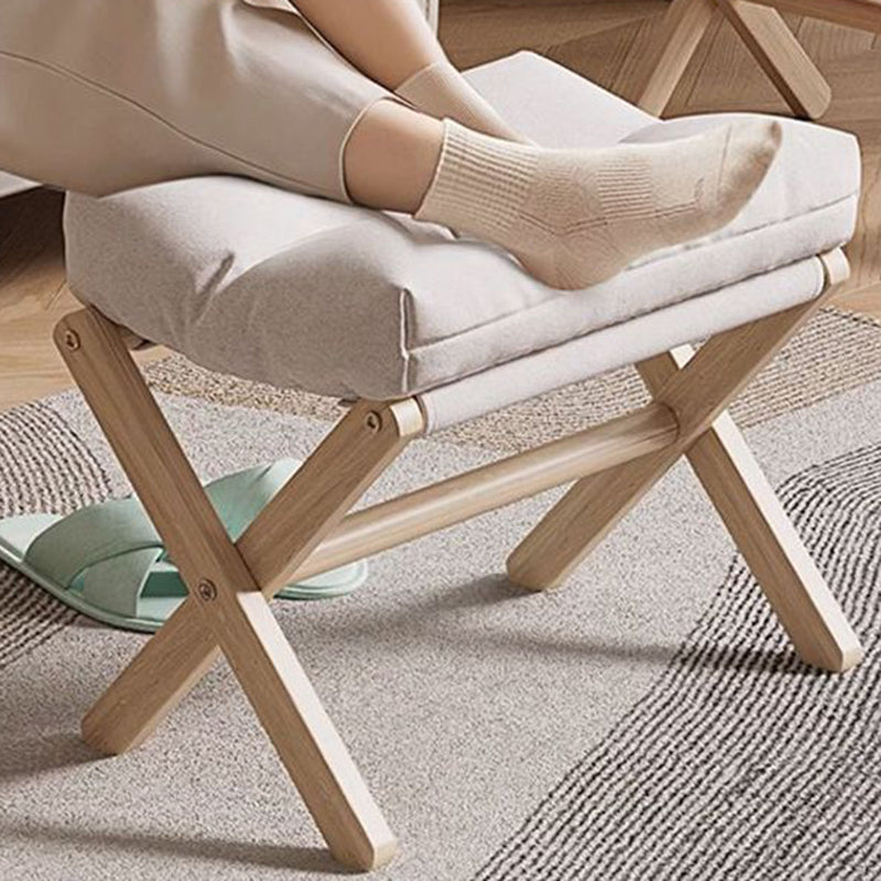 Modern Minimalist Cotton Linen Pine Foldable Rectangular Low Stool For Living Room