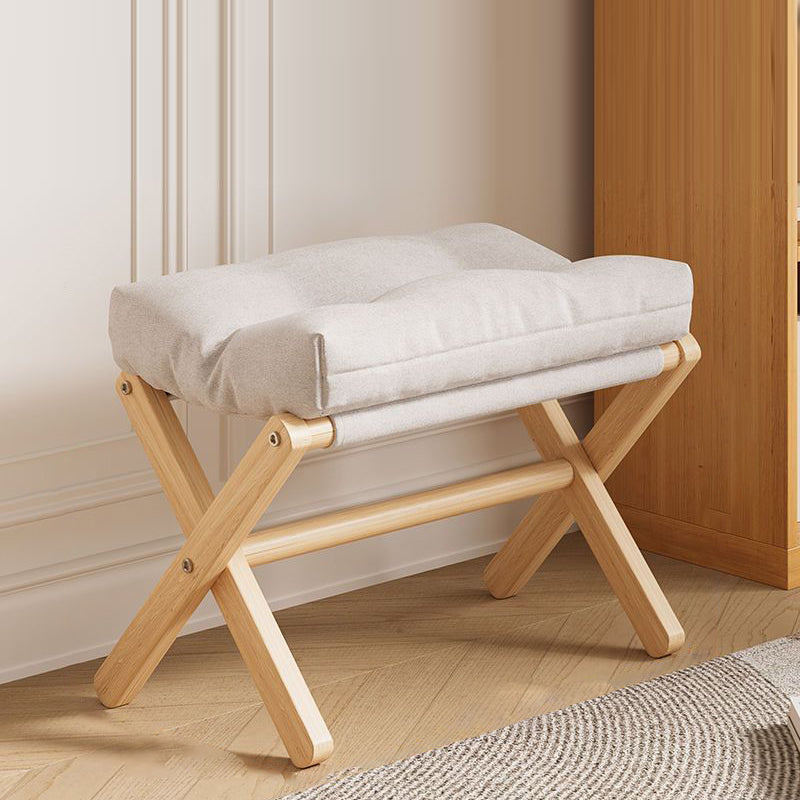 Modern Minimalist Cotton Linen Pine Foldable Rectangular Low Stool For Living Room