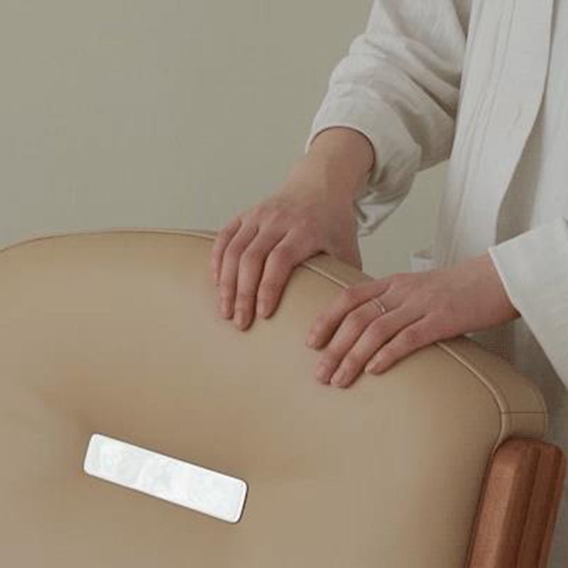 Contemporary Scandinavian Cherry Wood Stainless Steel Protein Leather Square-Arc Desk Chair With Armrest Backrest For Home Office