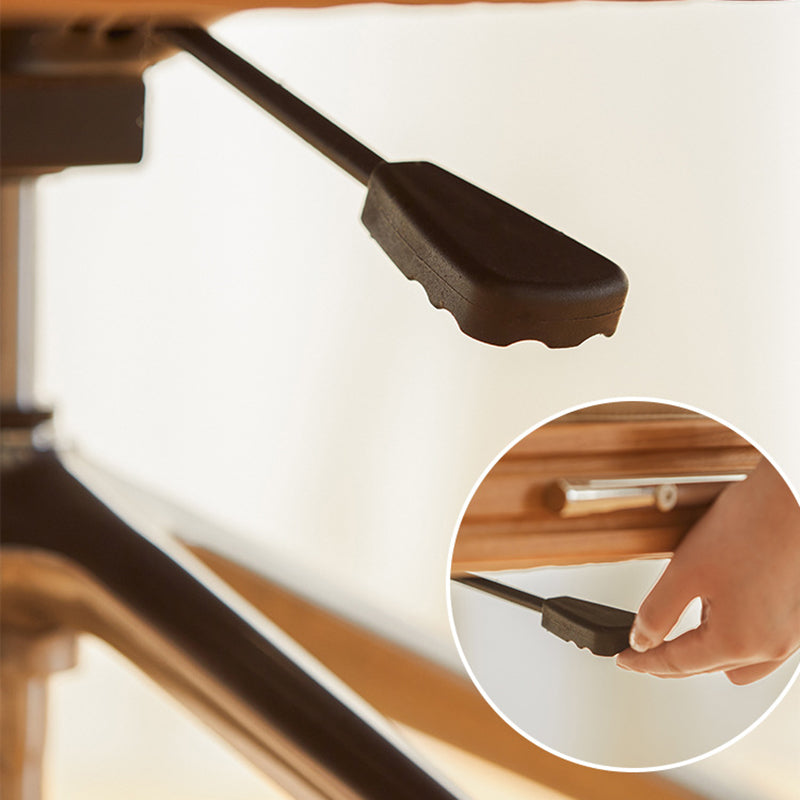 Contemporary Scandinavian Cherry Wood Stainless Steel Protein Leather Square-Arc Desk Chair With Armrest Backrest For Home Office