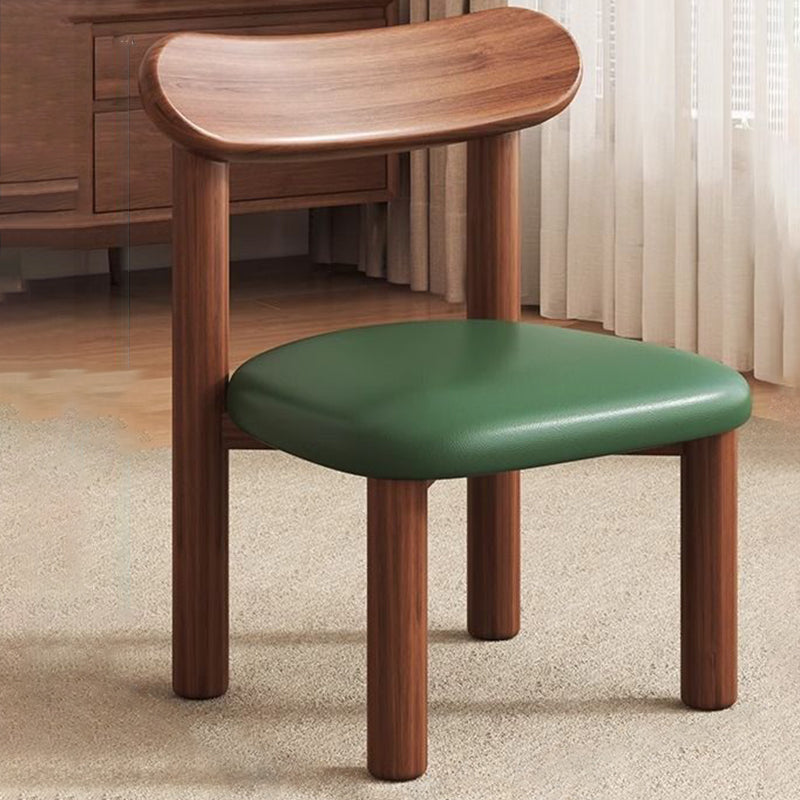Traditional Chinese Faux Leather Pine Wood Curved Cylindrical Low Stool With Backrest For Living Room