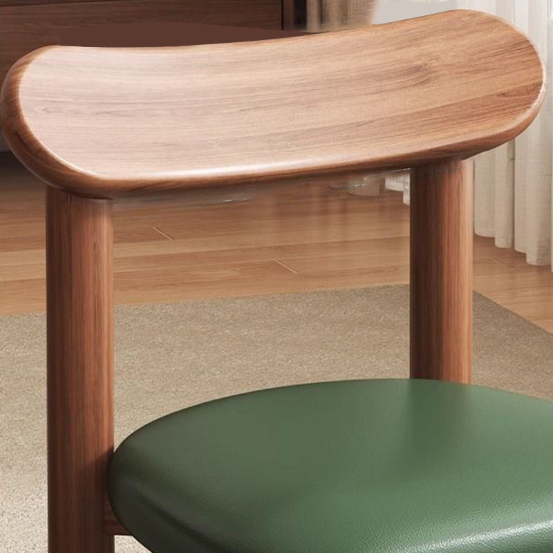 Traditional Chinese Faux Leather Pine Wood Curved Cylindrical Low Stool With Backrest For Living Room