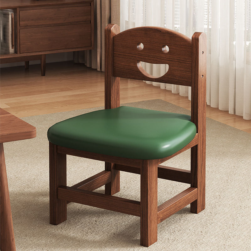 Traditional Chinese Faux Leather Pine Wood Curved Cylindrical Low Stool With Backrest For Living Room