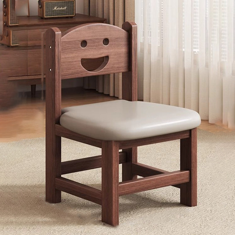 Traditional Chinese Faux Leather Pine Wood Curved Cylindrical Low Stool With Backrest For Living Room