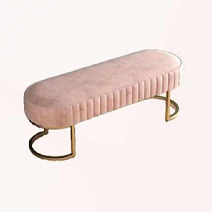 Moderner Luxus-Samt-Metall-Lang-Oval-Schuhbank für Wohnzimmer 