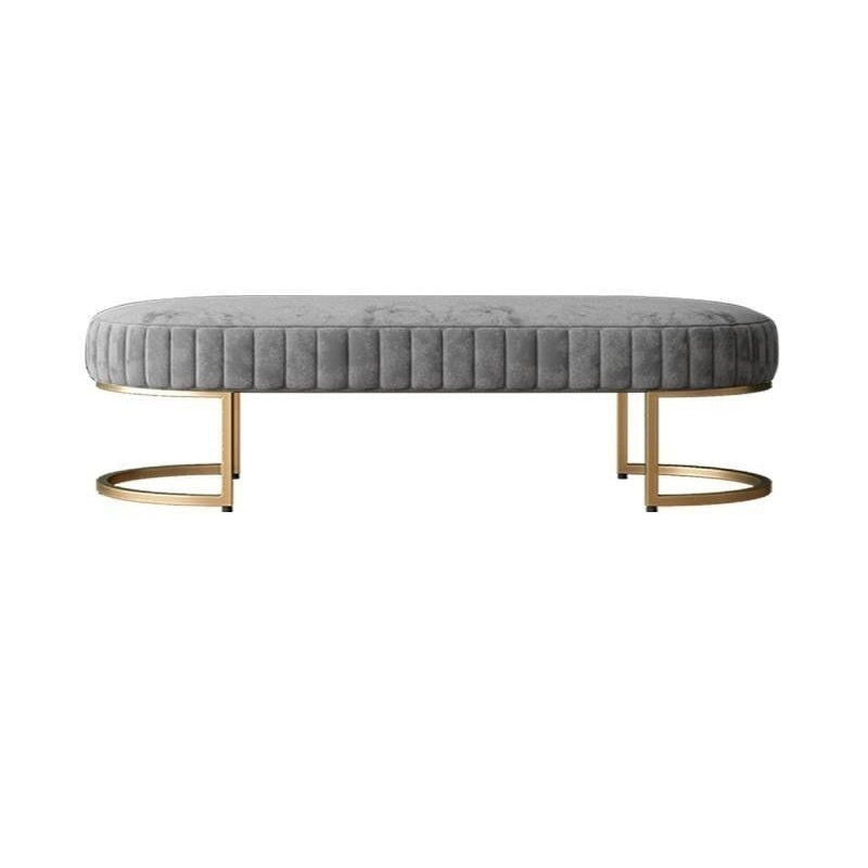 Moderner Luxus-Samt-Metall-Lang-Oval-Schuhbank für Wohnzimmer 