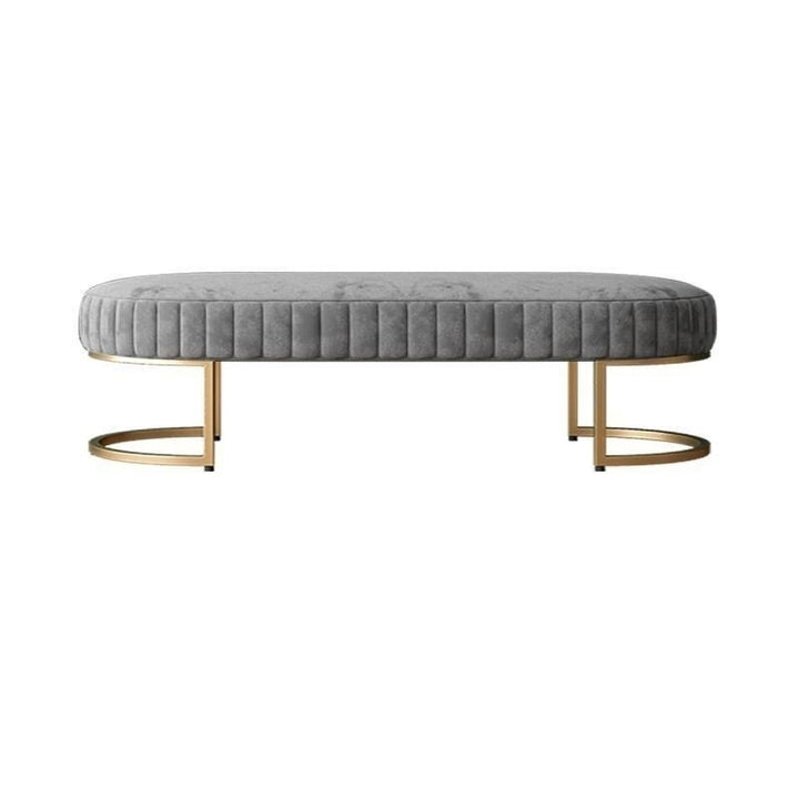 Moderner Luxus-Samt-Metall-Lang-Oval-Schuhbank für Wohnzimmer 
