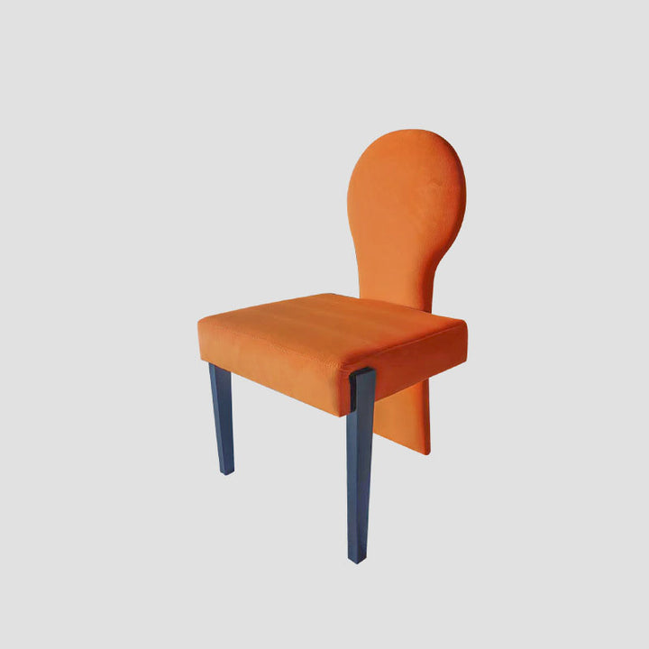 Zeitgenössischer skandinavischer Samt-Gummibaum-Vanity-Stuhl mit quadratischer, gebogener Rückenlehne für das Schlafzimmer 