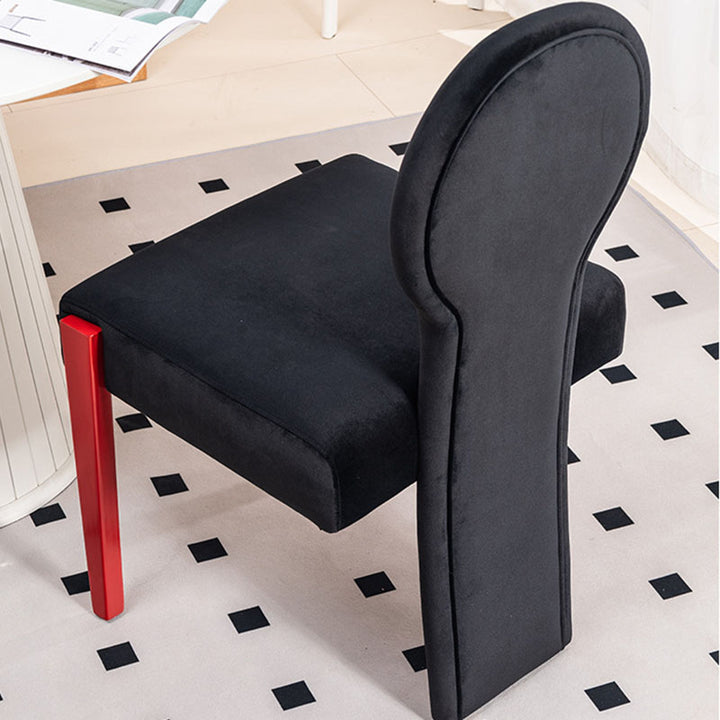 Zeitgenössischer skandinavischer Samt-Gummibaum-Vanity-Stuhl mit quadratischer, gebogener Rückenlehne für das Schlafzimmer 