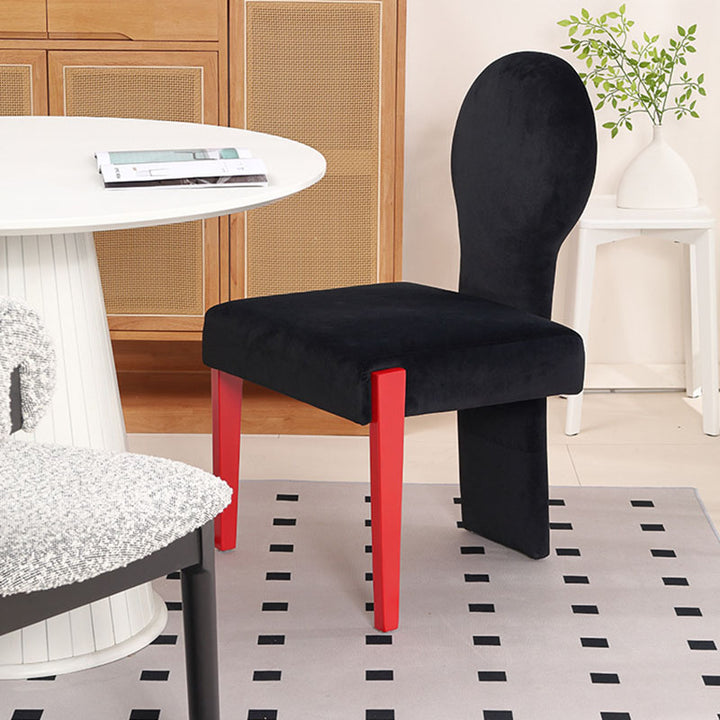 Zeitgenössischer skandinavischer Samt-Gummibaum-Vanity-Stuhl mit quadratischer, gebogener Rückenlehne für das Schlafzimmer 