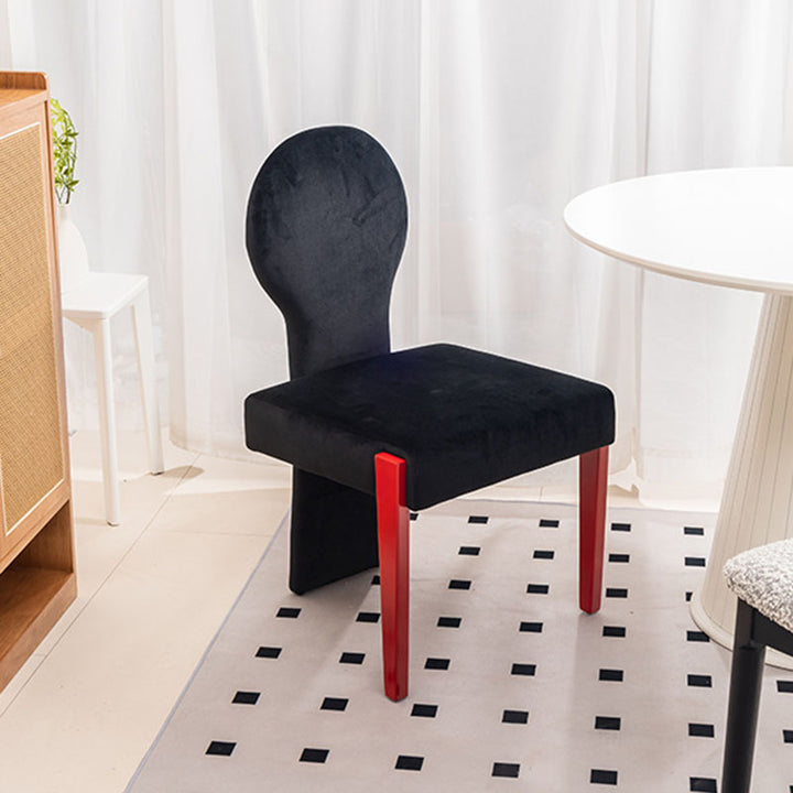 Zeitgenössischer skandinavischer Samt-Gummibaum-Vanity-Stuhl mit quadratischer, gebogener Rückenlehne für das Schlafzimmer 
